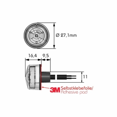 LED-Schluss-Umrissleuchte PRO-PENNY, Kabel 0,5m_2