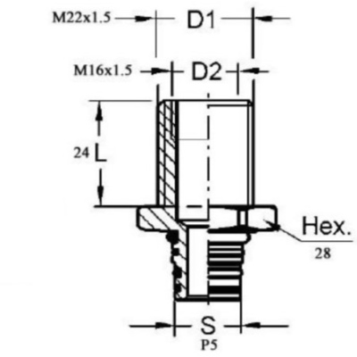 Passe-cloison M22x1,5/M16x1,5mm P5 RAUFOSS_1