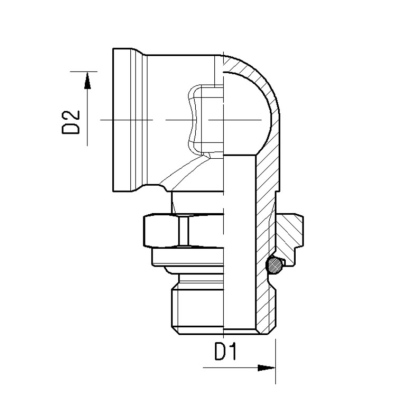 Connettore ad angolo 90° M22X1,5 - M16X1.5 Raufoss_2